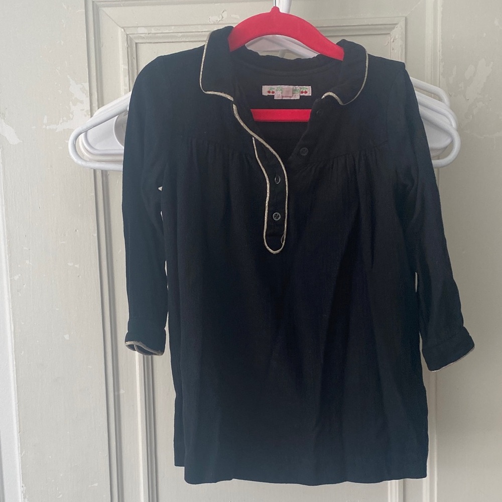 Bonpoint black dress with gold piping
